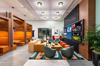 Clubhouse lounges with fireplace & big screens